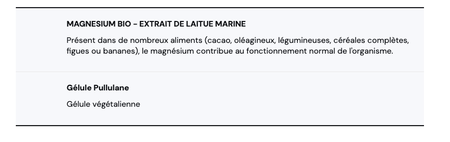 Magnesium bio (faite a partir de laitue de mer)